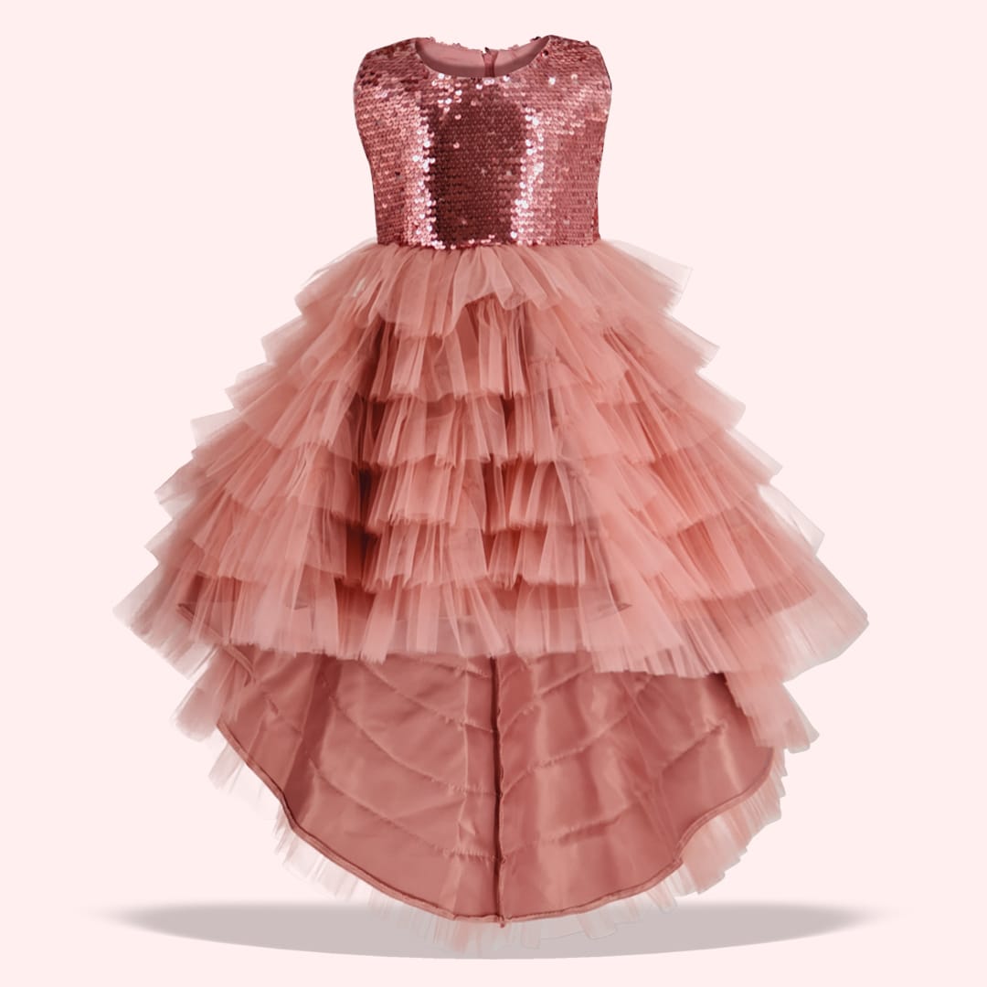 Girls Dusty Pink Hi-Low Dress