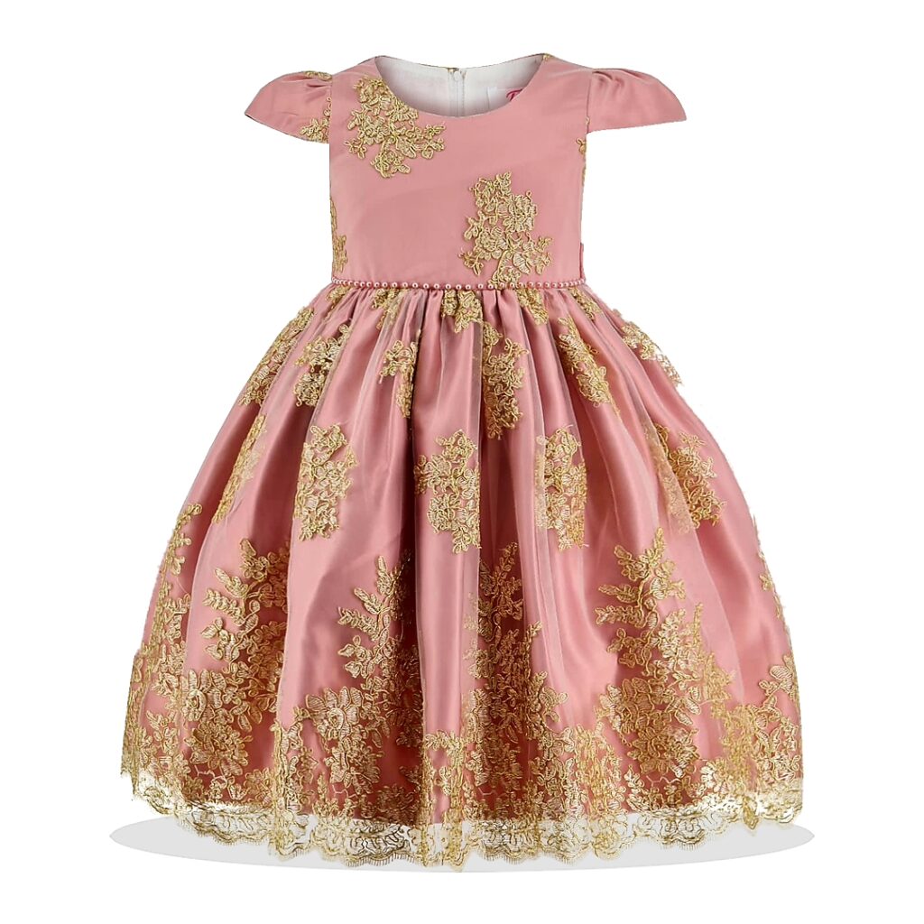 Gold Floral Laced Overlay Dress