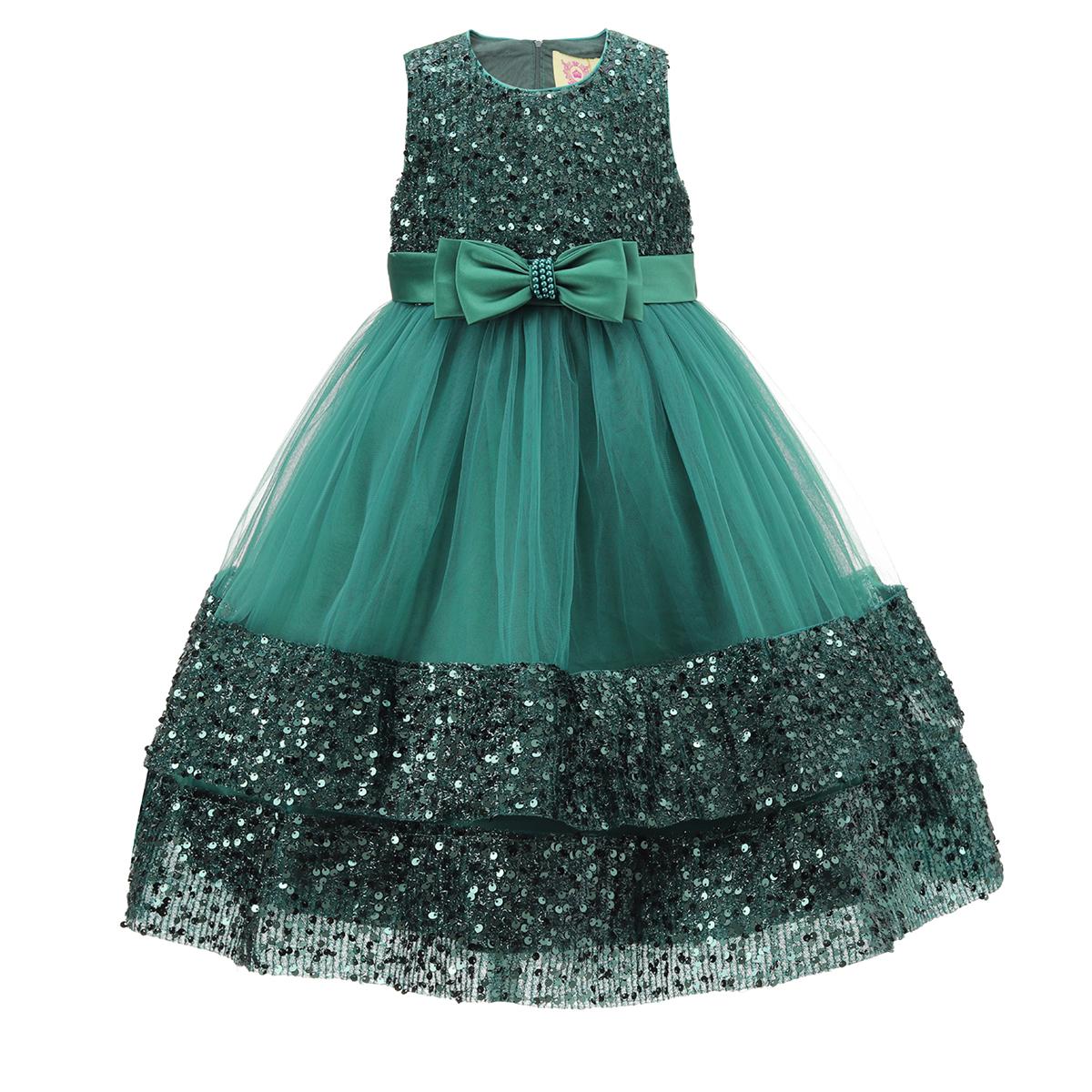 Layered Sequin Overlay Bow Dress