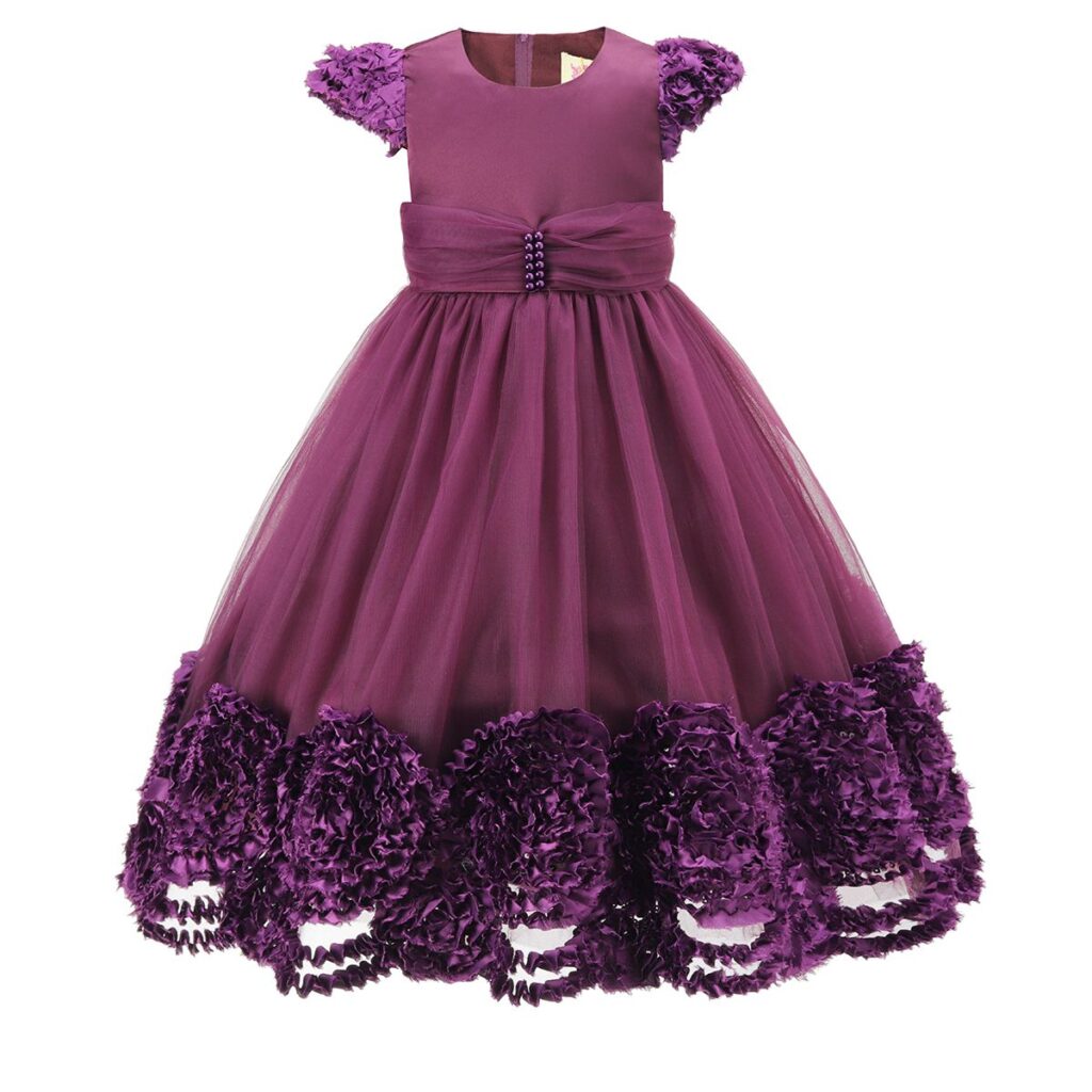 Purple Floral Hem Overlay Dress