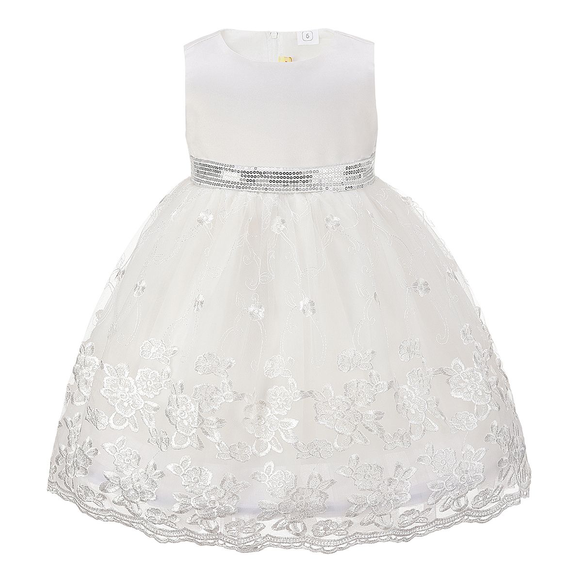 White Embroidered Ruffle Dress