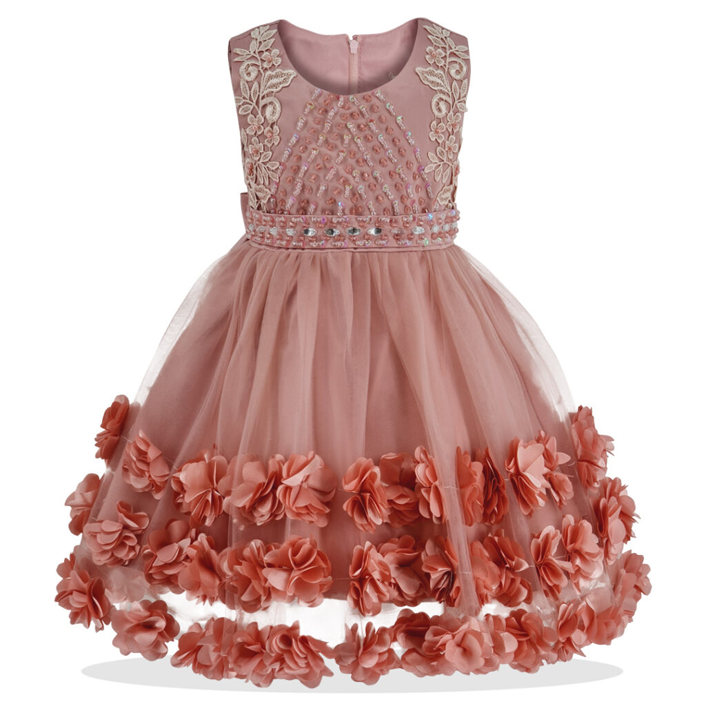 Baby Girls Dusty Pink Floral Party Dress