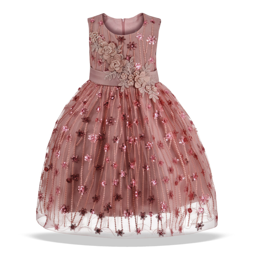 Girls Dusty Pink Sequin Party Dress