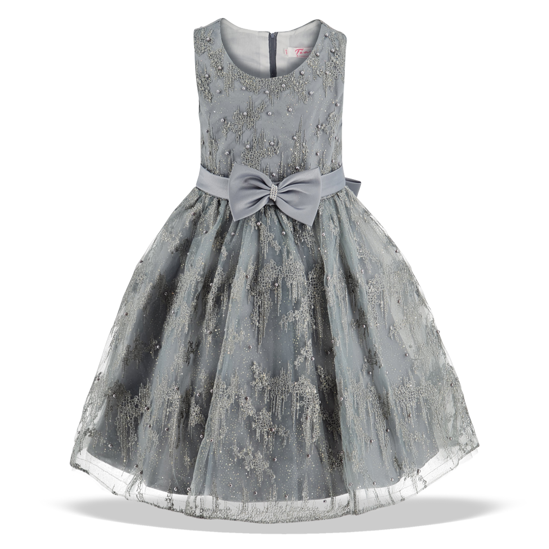 Grey Pearls Party Dress