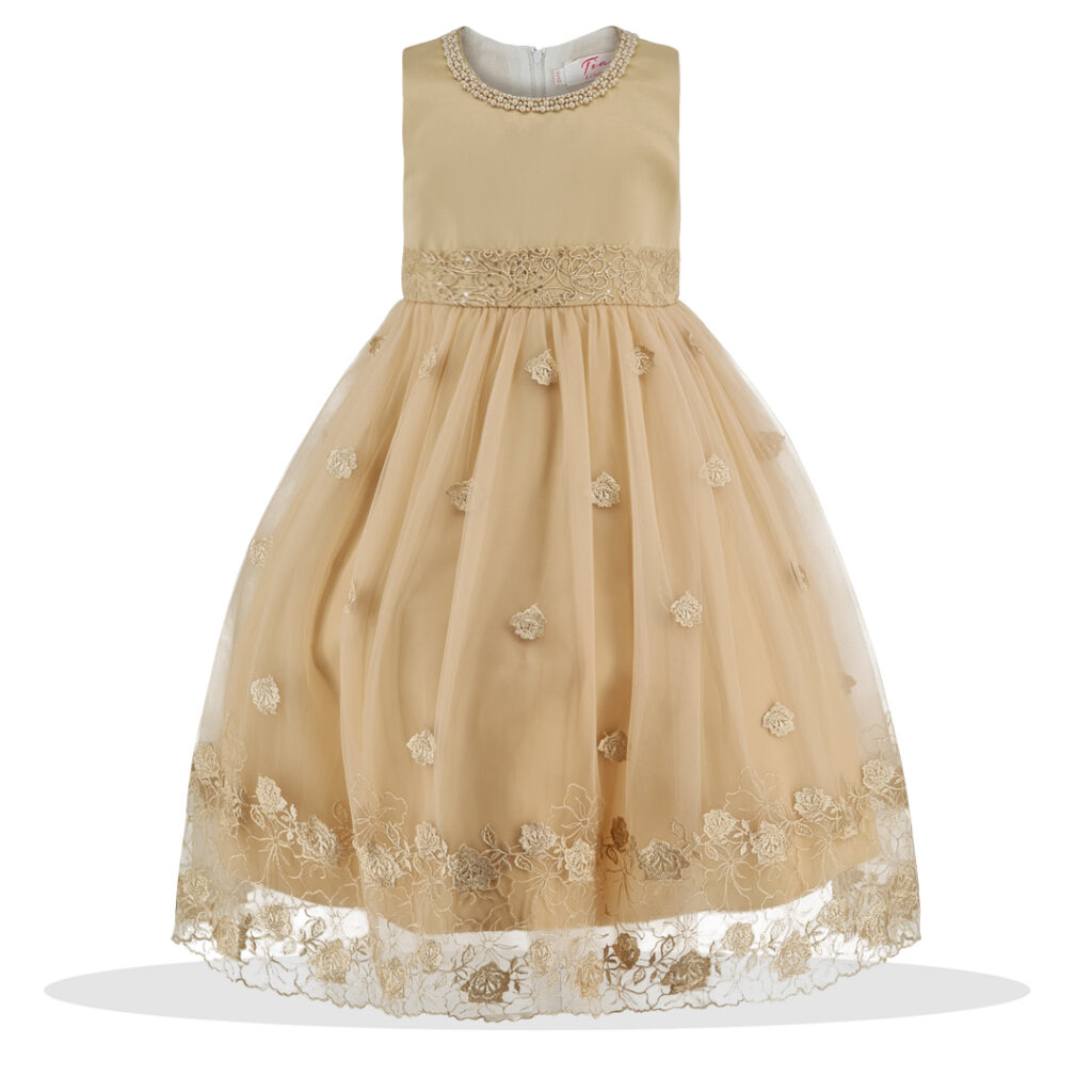 Girls Champagne Gold Party Dress