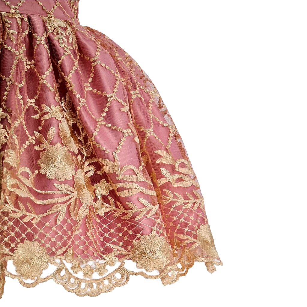 D.pink Embroidery Wedding Dress