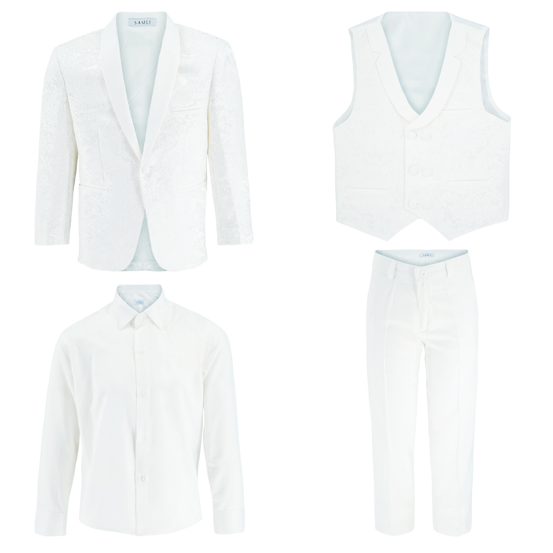 White Paisley 5 Piece Suit
