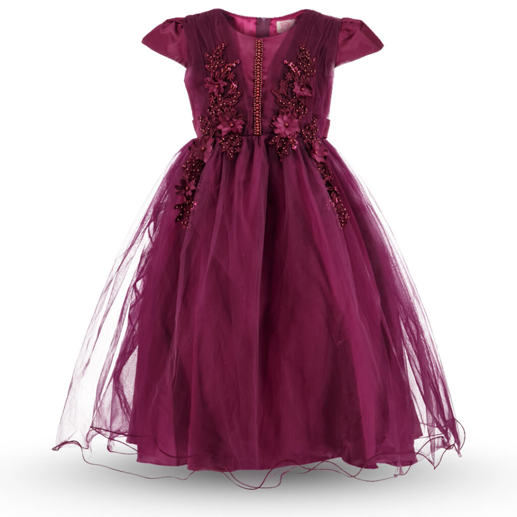 Purple Embroidery Flower Girl Dress