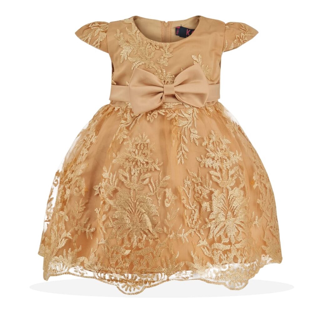 Gold Embroidery Bow Dress