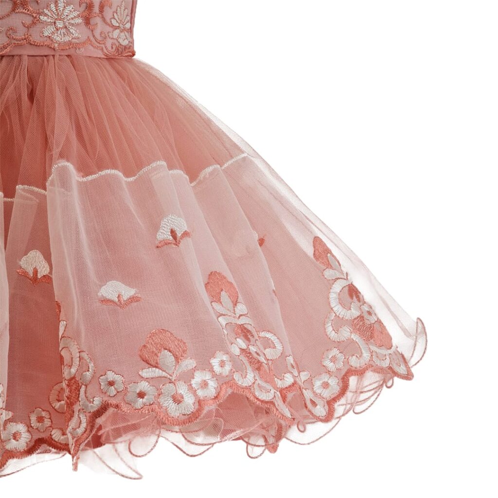 Dusty Pink Embroidery Tulle Dress
