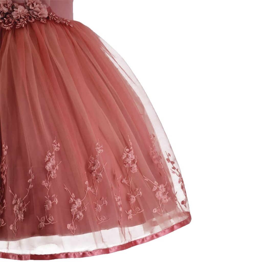D.Pink Embroidery Flower Girl Dress