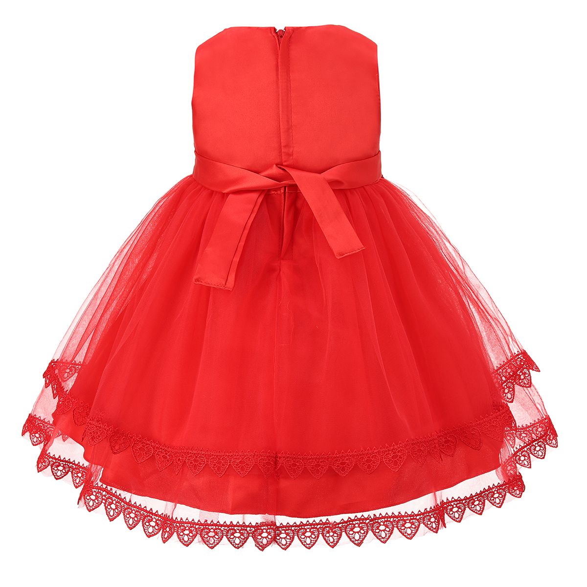 Red Embroidery Tulle Dress