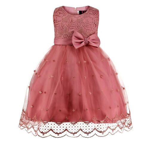 D.pink Embroidery Bow Dress