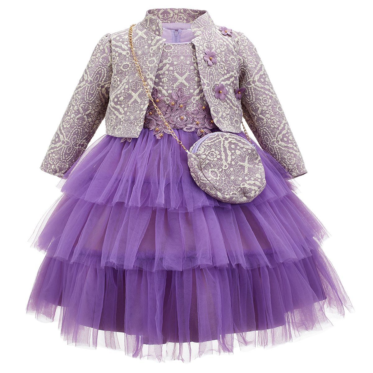 Lilac Overlay 3 Pic Dress Set