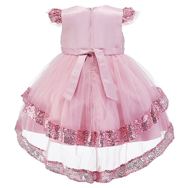 D. Pink High Low Sequins Dress