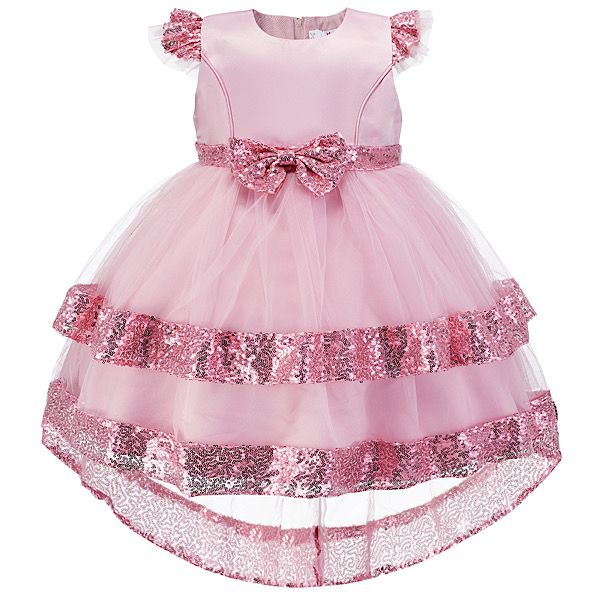 D. Pink High Low Sequins Dress