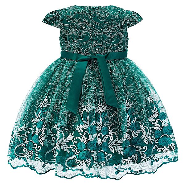 Green Embroidered Overlay Dress