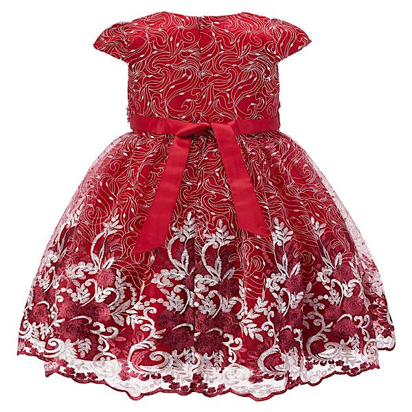 Red Embroidered Overlay Dress