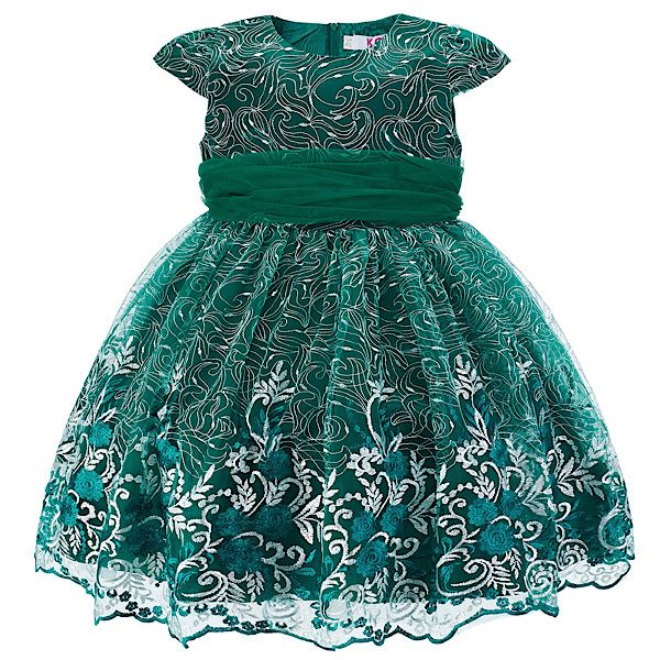 Green Embroidered Overlay Dress
