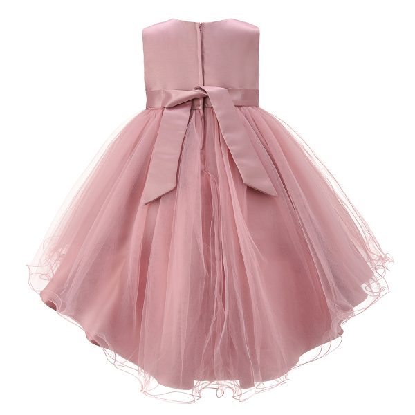 D/Pink Floral Sequin Asymmetric Tulle Dress