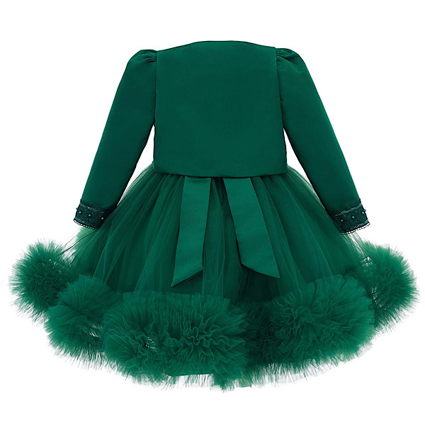 Green Sequenced Ruffle Organza Dress & Jacket