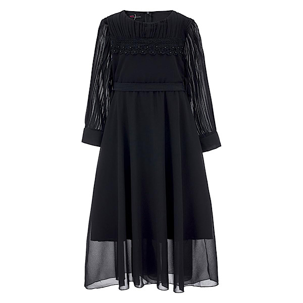 Black Beaded Pleated Maxi Dress