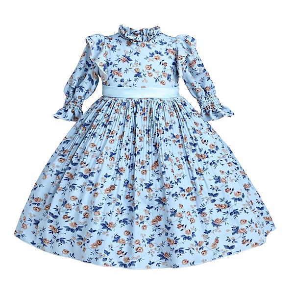 Sky Blue Floral Tulle Dress