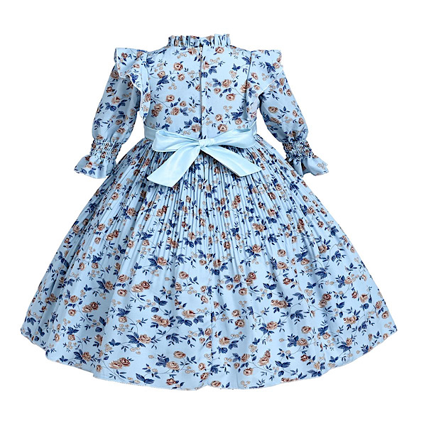 Sky Blue Floral Tulle Dress